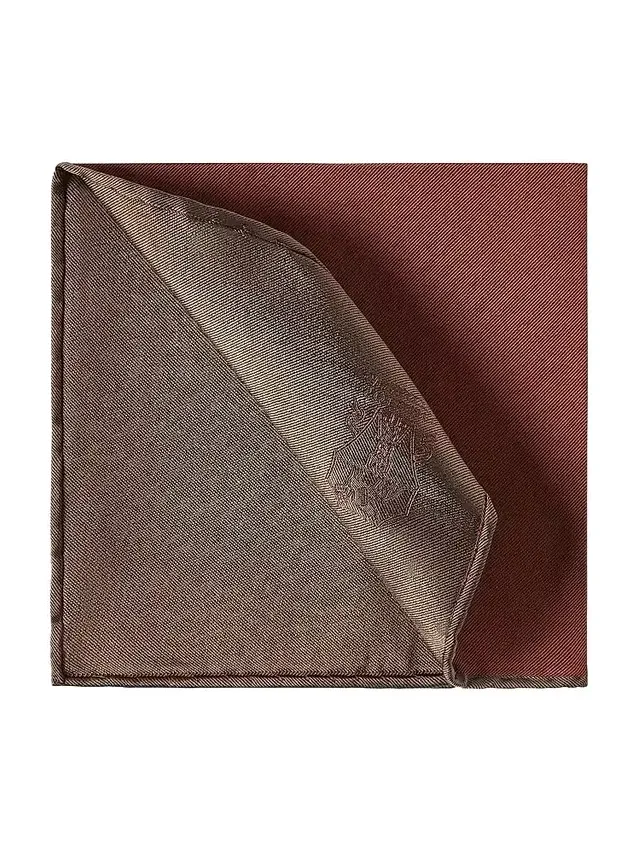Men's Silk Pocket Square with Printed Logo - Burned