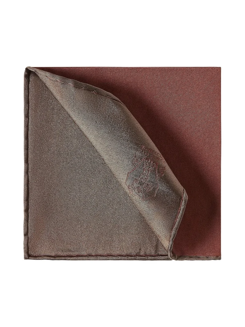 Men's Silk Pocket Square with Printed Logo - Burned Men's Silk Pocket Square with Printed Logo - Burned