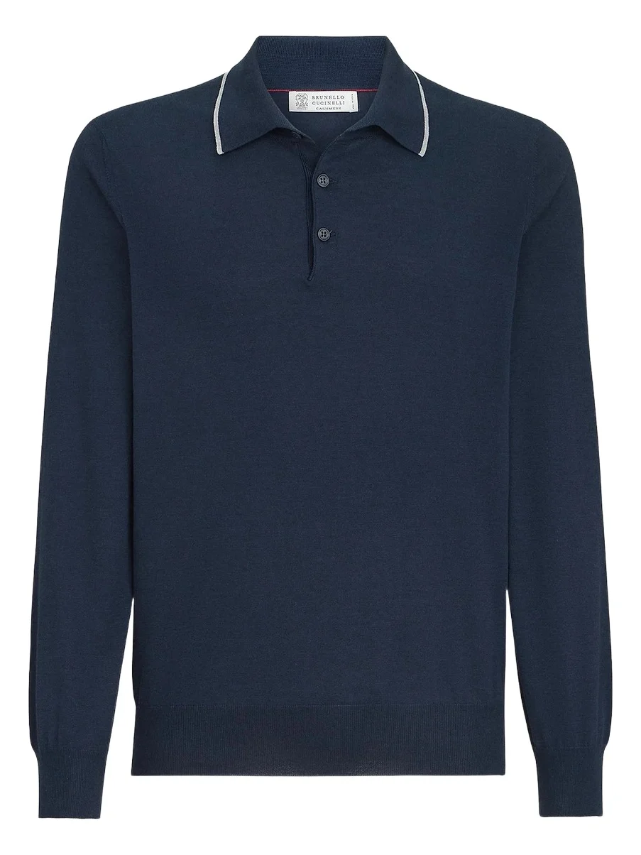 Men's Sea Island Cotton and Cashmere Lightweight Knit Polo Shirt Men's Sea Island Cotton and Cashmere Lightweight Knit Polo Shirt