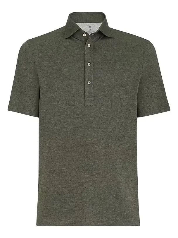 Men's Virgin Wool, Silk and Cotton Piqué Polo Shirt