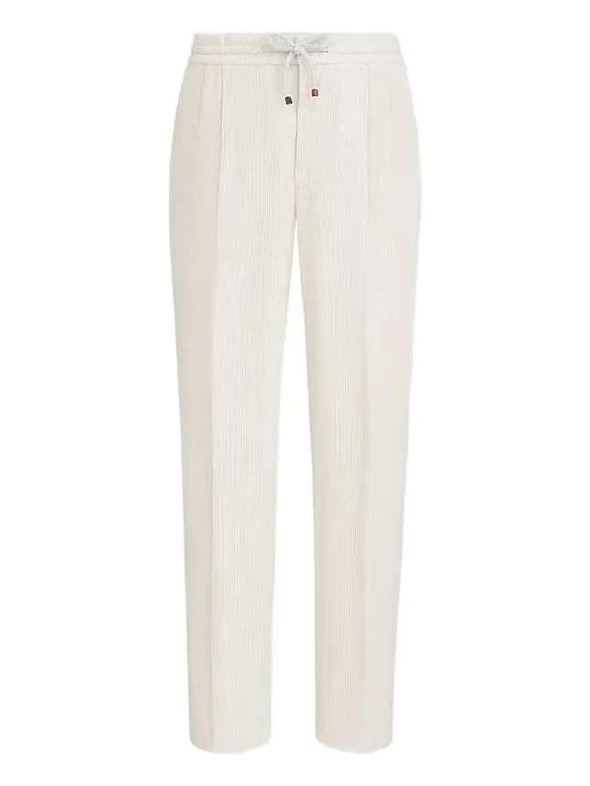Men's Garment-Dyed Trousers in Cotton Corduroy - Off White Men's Garment-Dyed Trousers in Cotton Corduroy - Off White