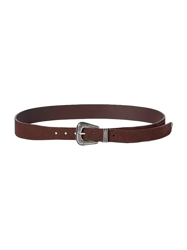Men's Reversed Leather Belt with Tip - Brown Men's Reversed Leather Belt with Tip - Brown