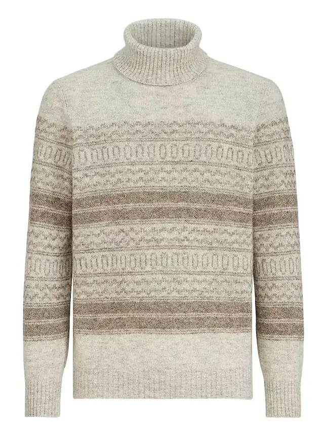 Men's Alpaca, Cashmere and Wool Nordic Jacquard Turtleneck Sweater Men's Alpaca, Cashmere and Wool Nordic Jacquard Turtleneck Sweater