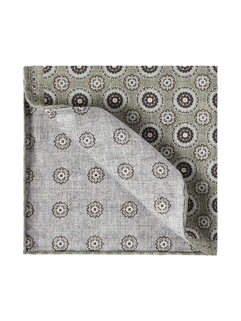 Men's Silk Pocket Square with Medallion Design - Military Men's Silk Pocket Square with Medallion Design - Military