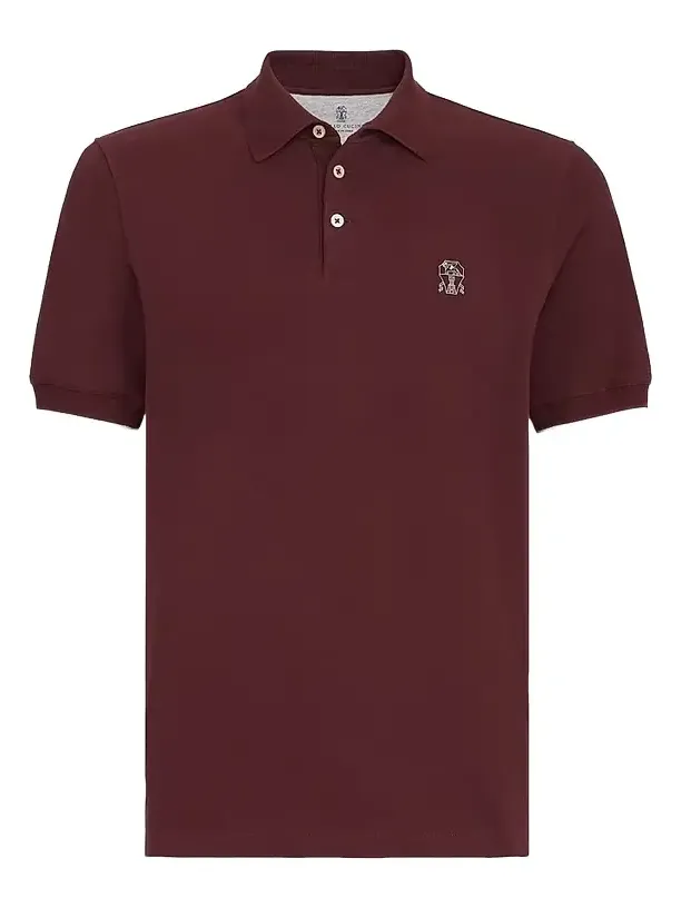 Men's Cotton Piqué Polo Shirt with Logo - Burgundy Men's Cotton Piqué Polo Shirt with Logo - Burgundy