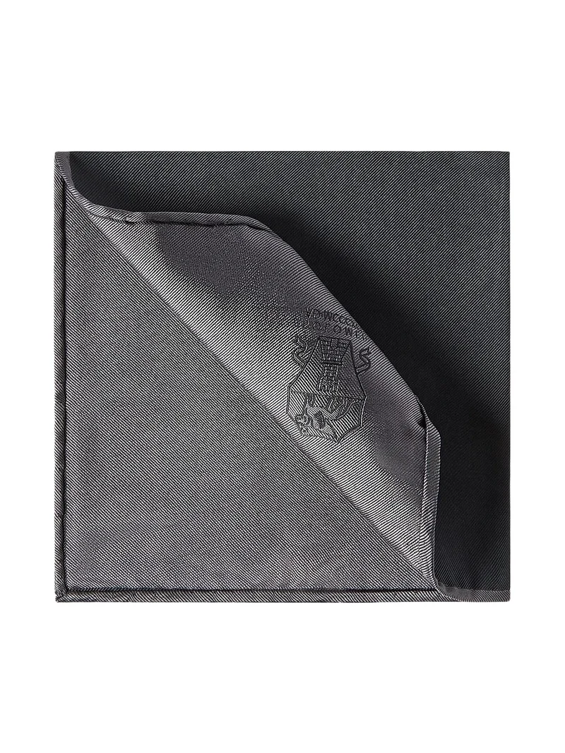 Men's Silk Pocket Square with Printed Logo - Anthracite Men's Silk Pocket Square with Printed Logo - Anthracite