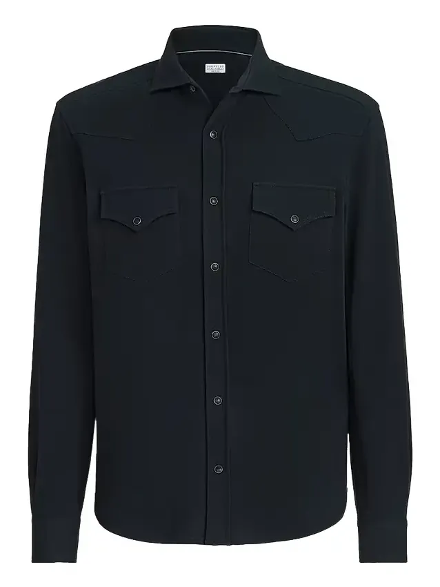 Men's Cotton Piqué Western Shirt