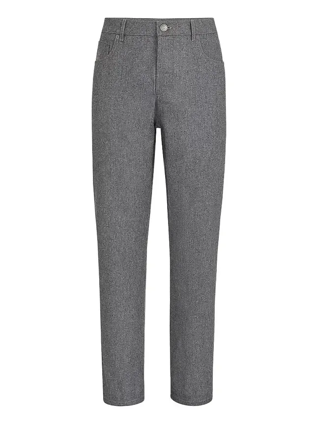 Men's Virgin Wool Flannel Five-Pocket Trousers