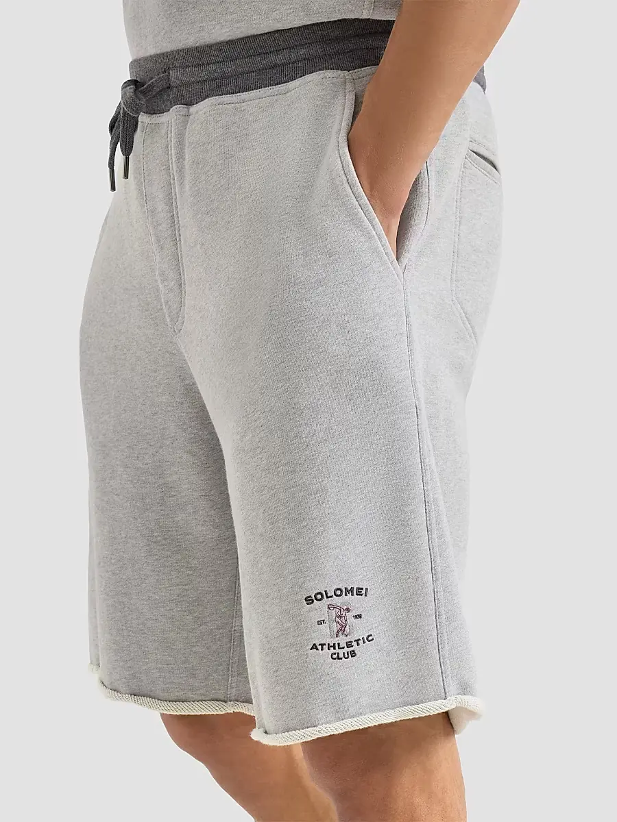 Brunello Cucinelli Men's Cotton French Terry Bermuda Shorts with Embroidery - Grey | Thumbnail 4