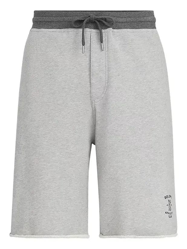 Men's Cotton French Terry Bermuda Shorts with Embroidery - Grey Men's Cotton French Terry Bermuda Shorts with Embroidery - Grey