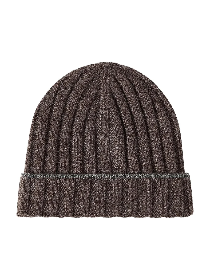 Men's Cashmere Rib Knit Beanie