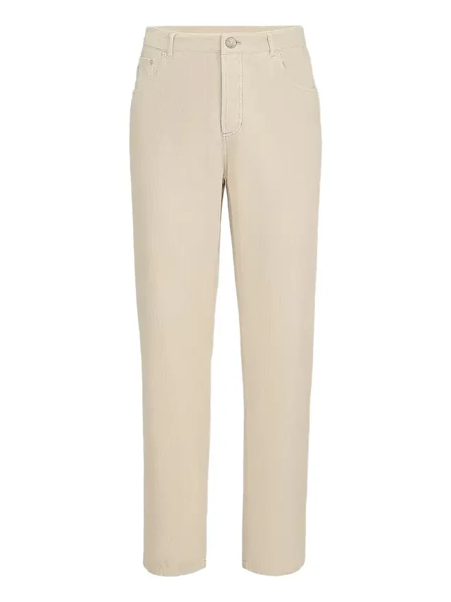 Men's Garment-Dyed Five-Pocket Trousers in Cotton Narrow Wale Corduroy