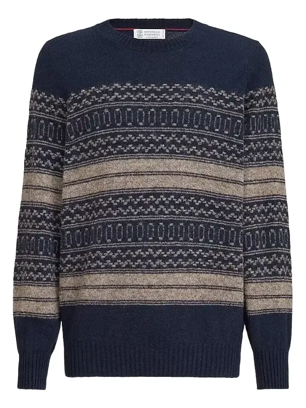 Men's Alpaca, Cashmere and Wool Nordic Jacquard Sweater
