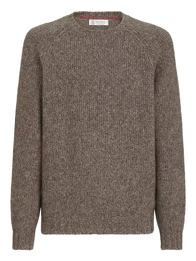 Men's Cashmere and Silk Sweater - Brown Men's Cashmere and Silk Sweater - Brown