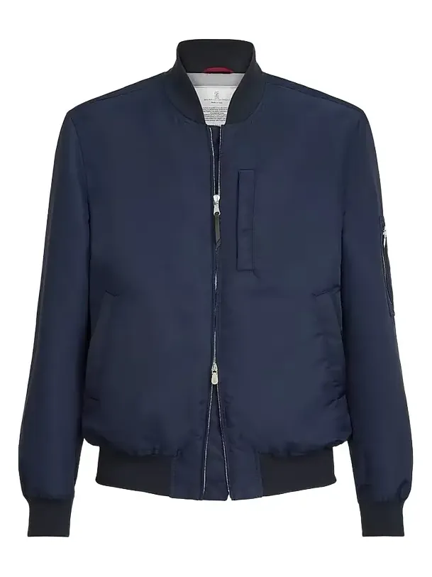 Men's Water-Resistant Techno Satin Bomber Jacket Men's Water-Resistant Techno Satin Bomber Jacket