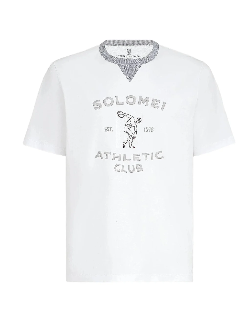 Men's Cotton Jersey Crew-Neck T-Shirt with Print - White Men's Cotton Jersey Crew-Neck T-Shirt with Print - White