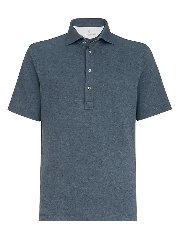 Men's Virgin Wool, Silk and Cotton Piqué Polo Shirt