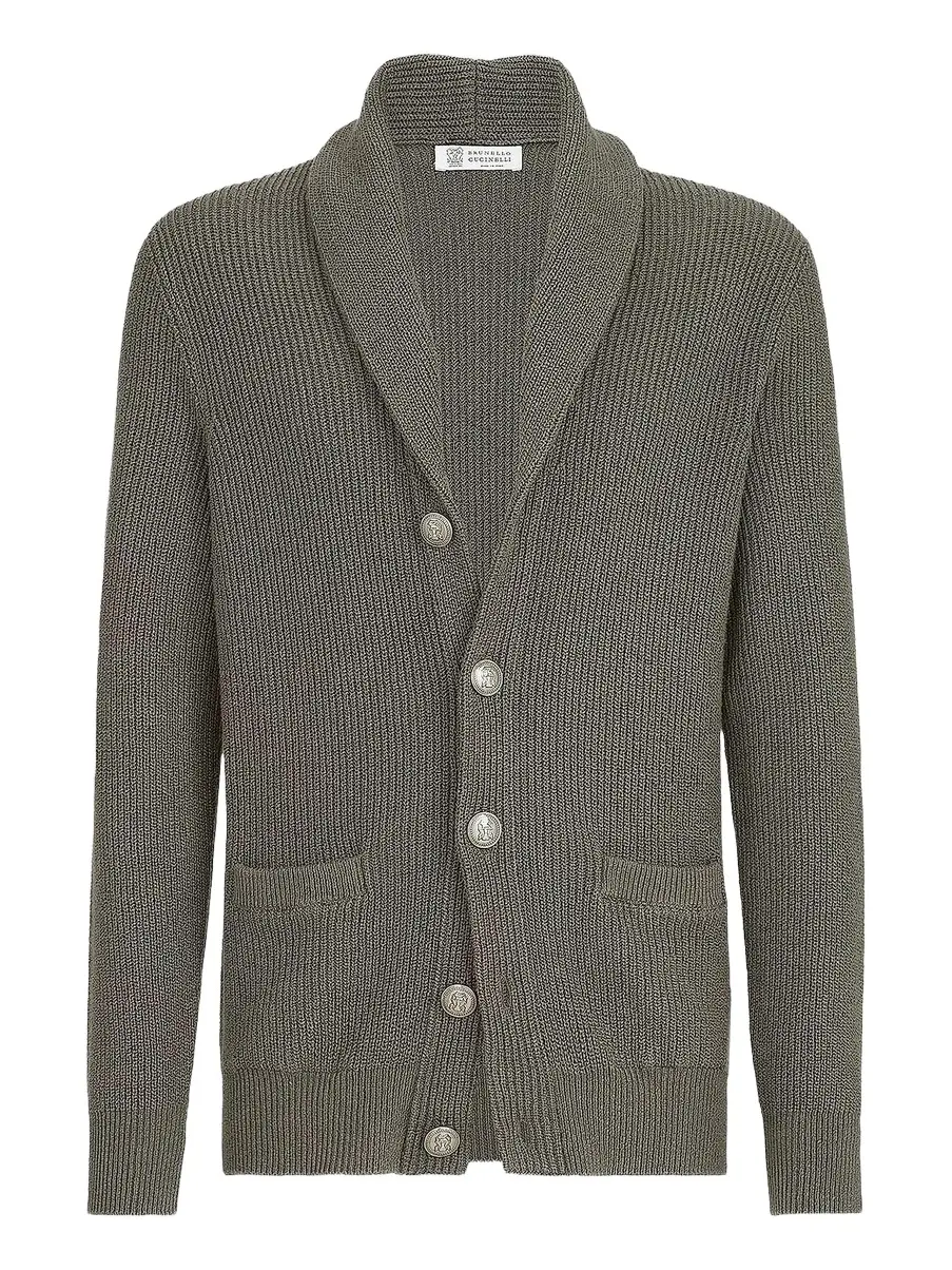 Men's Malfilé Cotton English Rib Cardigan Men's Malfilé Cotton English Rib Cardigan