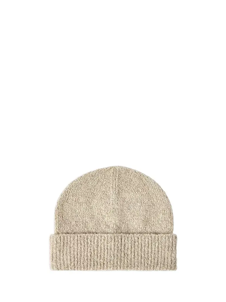 Brunello Cucinelli Men's Virgin Wool, Silk and Cashmere Ribbed Beanie - Sand | Image 1 Brunello Cucinelli Men's Virgin Wool, Silk and Cashmere Ribbed Beanie - Sand | Image 1