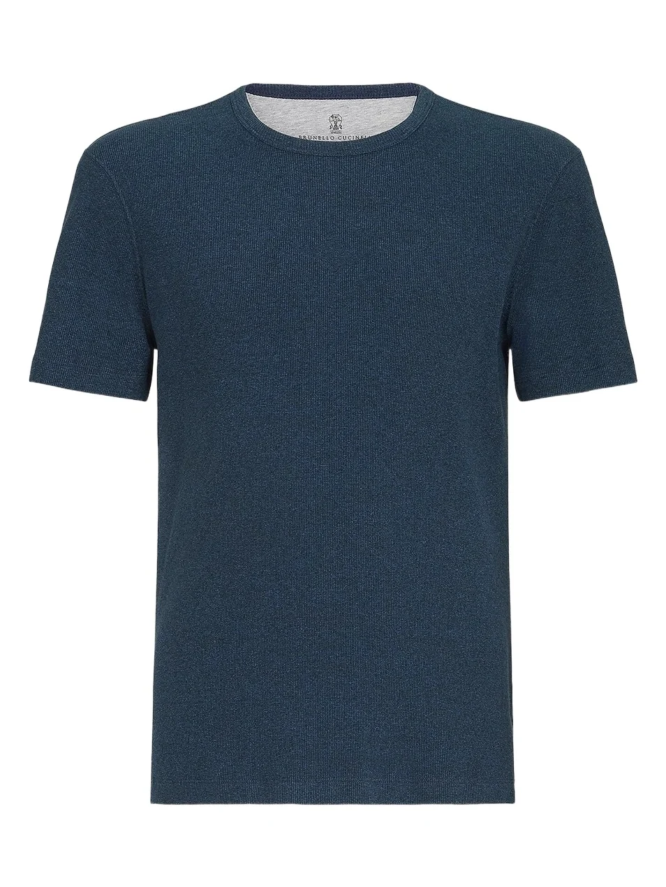 Men's Denim-Effect Ribbed Cotton Jersey Crew-Neck T-Shirt