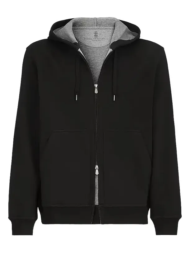 Men's Cotton, Cashmere and Silk French Terry Double Cloth Hooded Sweatshirt Men's Cotton, Cashmere and Silk French Terry Double Cloth Hooded Sweatshirt