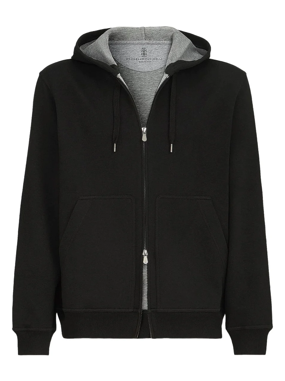 Brunello Cucinelli Men's Cotton, Cashmere and Silk French Terry Double Cloth Hooded Sweatshirt