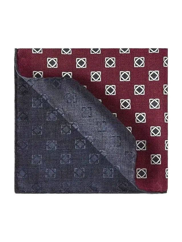 Men's Silk Geometric Pattern Pocket Square