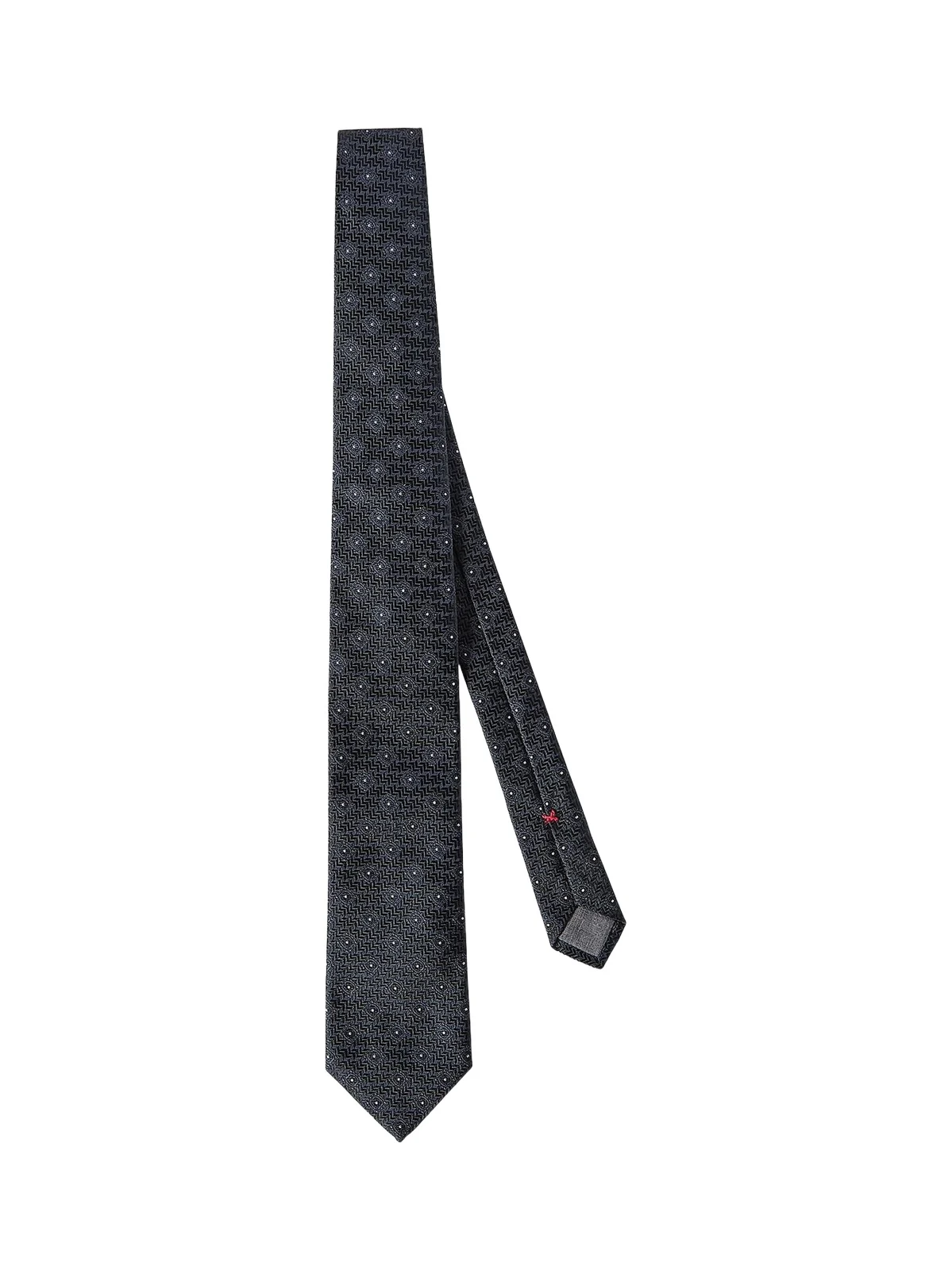 Men's Silk Tie with Geometric Pattern - Navy Blue