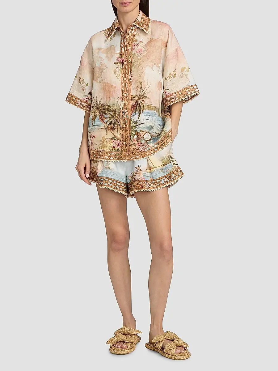 Zimmermann Women's Mahon Island Print Linen Shirt | Thumbnail 2 Zimmermann Women's Mahon Island Print Linen Shirt | Thumbnail 2