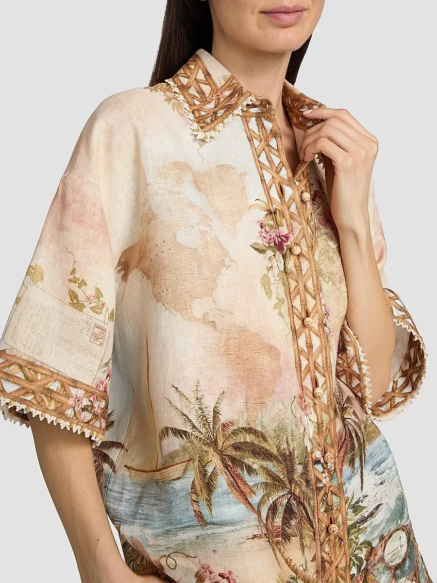 Zimmermann Women's Mahon Island Print Linen Shirt | Thumbnail 6 Zimmermann Women's Mahon Island Print Linen Shirt | Thumbnail 6