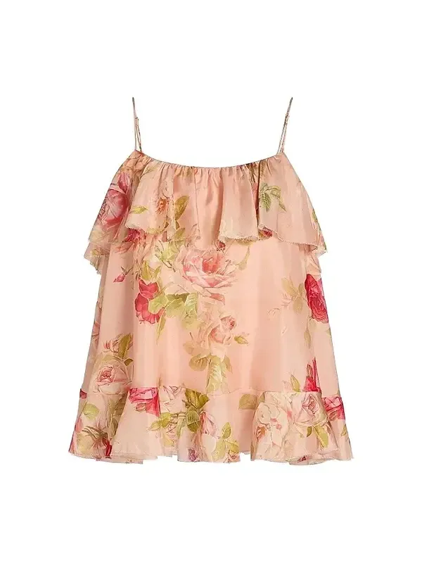 Zimmermann Women's Roselight Printed Silk Cami Top