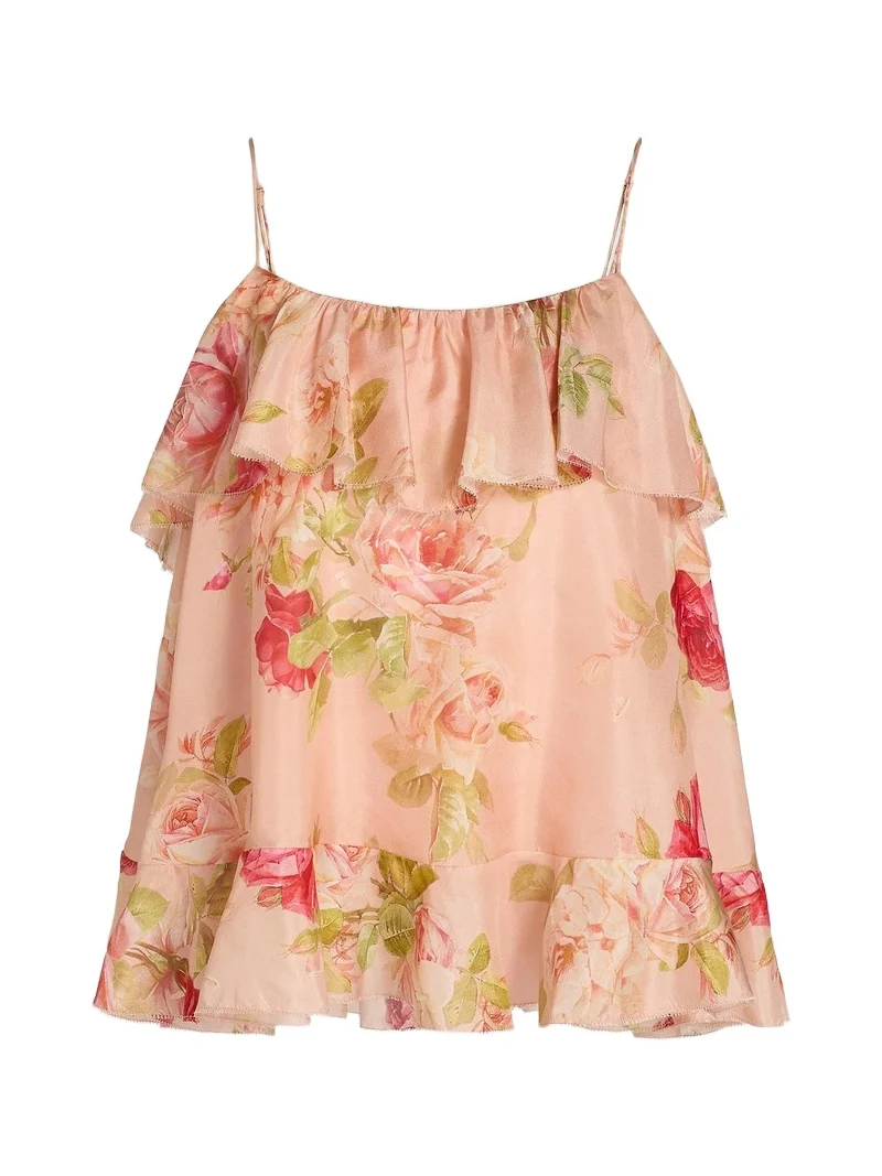 Women's Roselight Printed Silk Cami Top