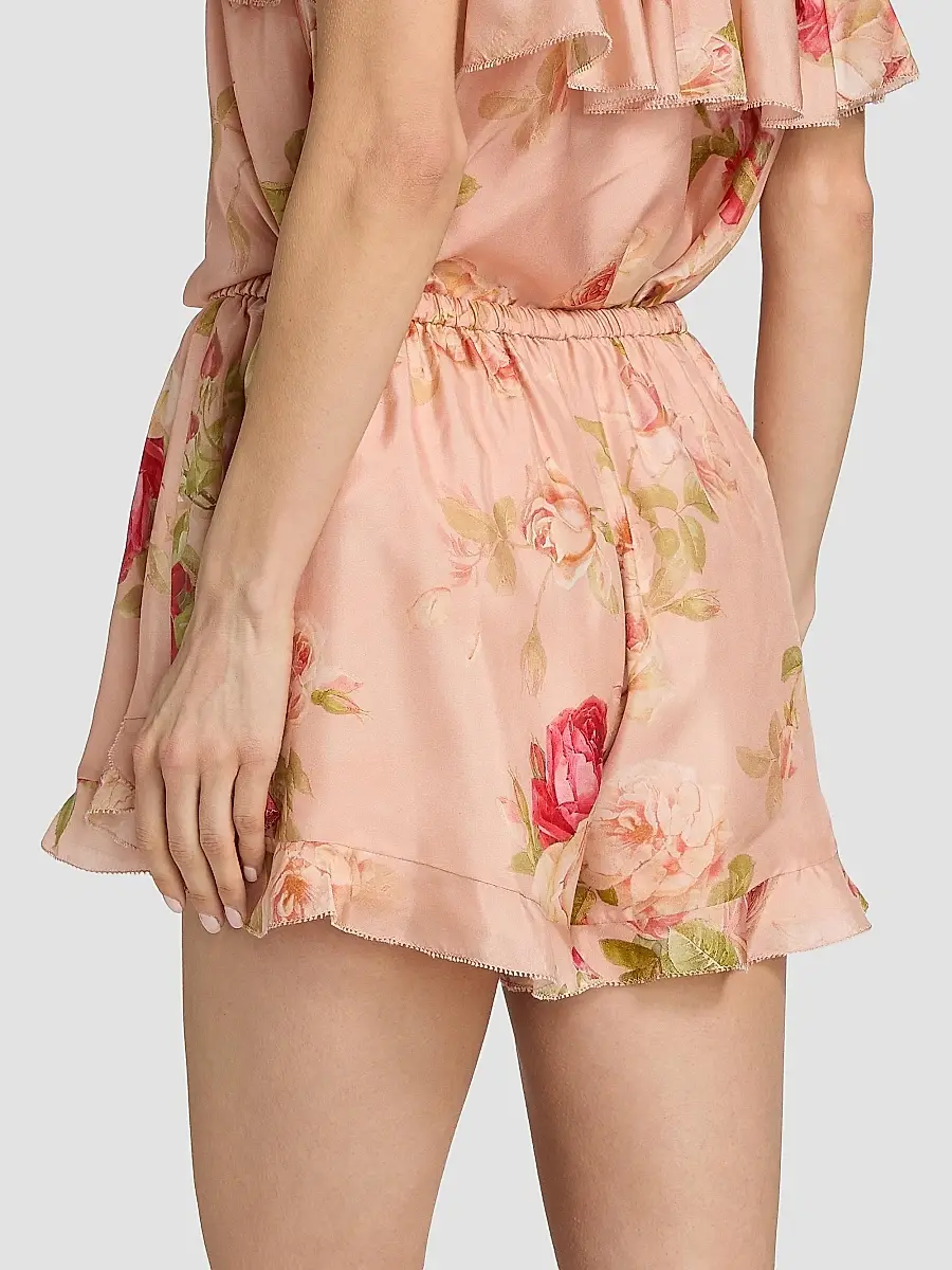 Zimmermann Women's Roselight Floral Silk Frill Shorts | Thumbnail 5