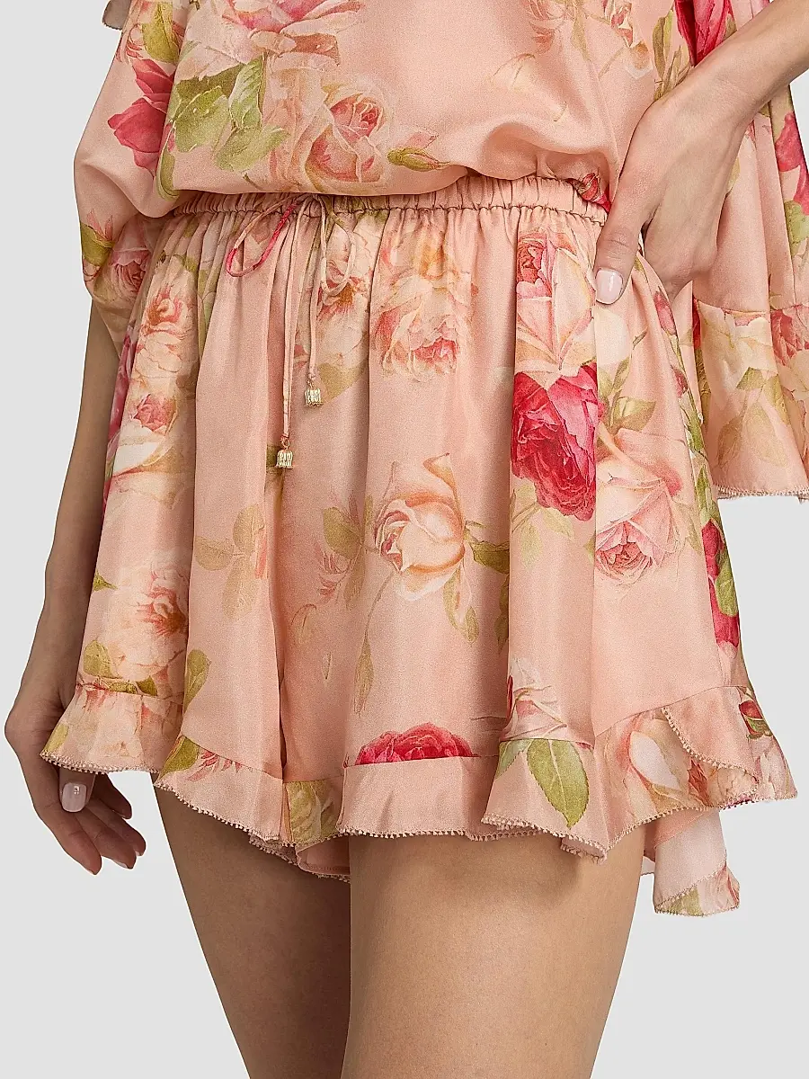 Zimmermann Women's Roselight Floral Silk Frill Shorts | Thumbnail 6