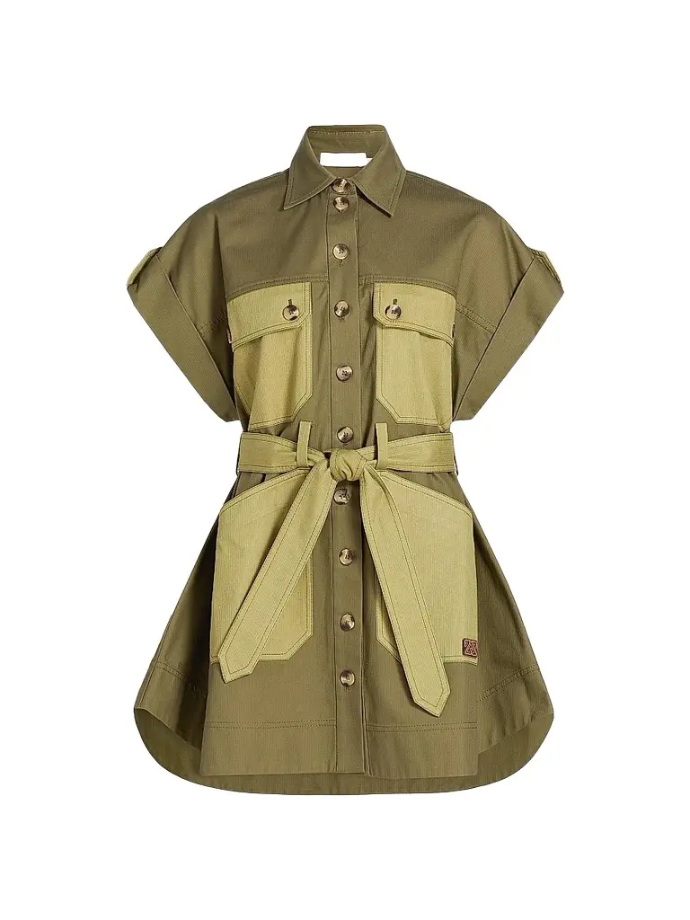 Zimmermann Women's Solstice Utility Cotton Mini Dress - Khaki - Size 10 | Image 1 Zimmermann Women's Solstice Utility Cotton Mini Dress - Khaki - Size 10 | Image 1