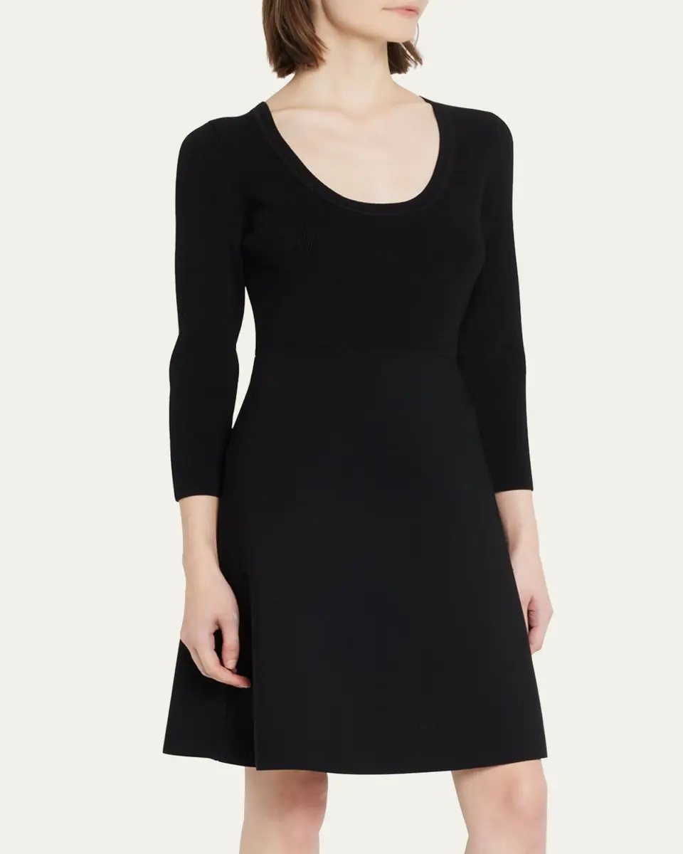 Theory Scoop-Neck Compact-Knit Flare Mini Dress | Thumbnail 3
