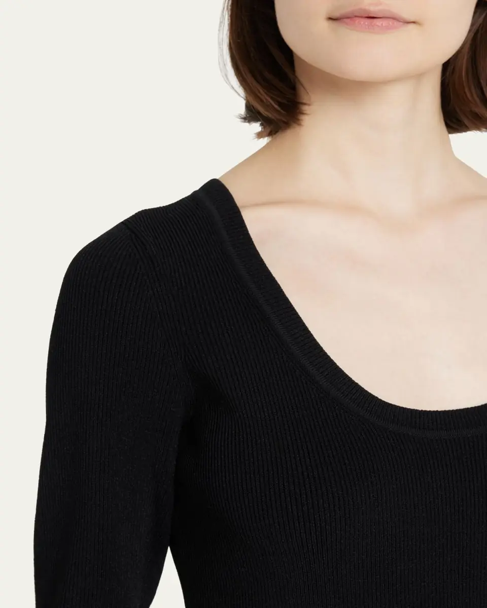 Theory Scoop-Neck Compact-Knit Flare Mini Dress | Thumbnail 4
