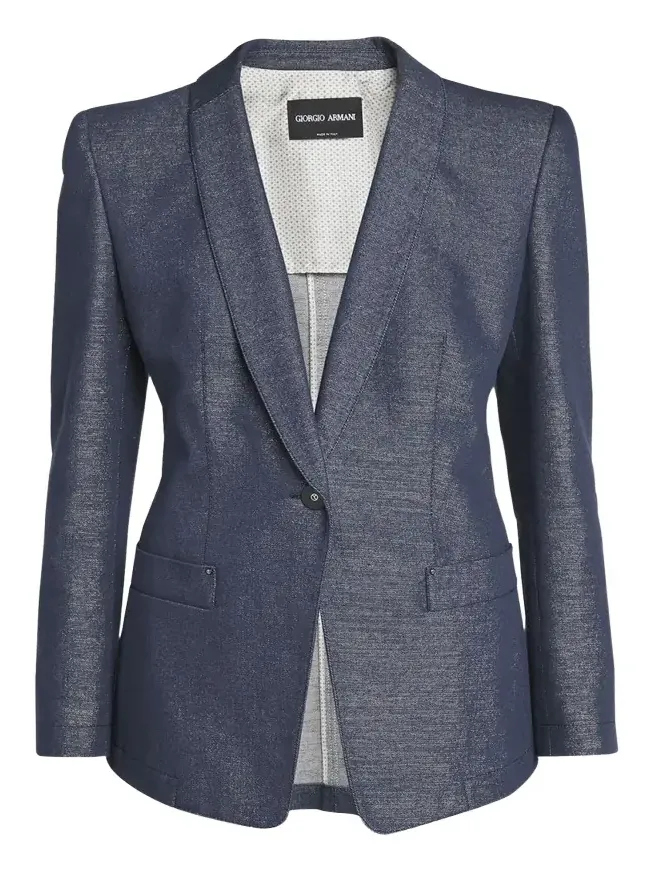 Single-Button Denim Blazer Jacket Single-Button Denim Blazer Jacket