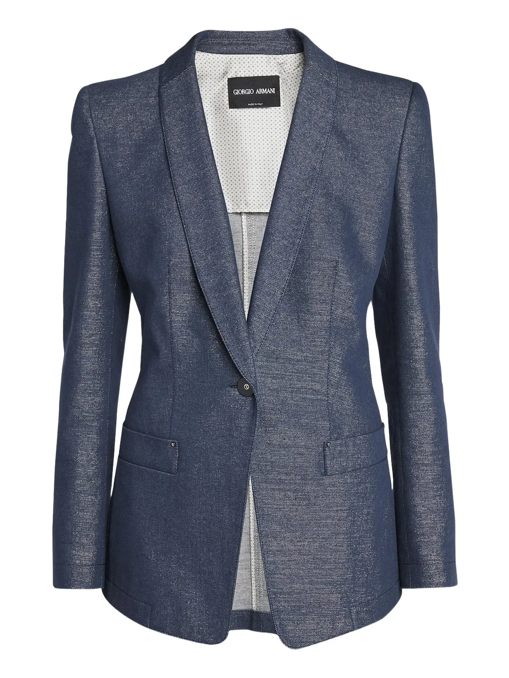 Single-Button Denim Blazer Jacket Single-Button Denim Blazer Jacket