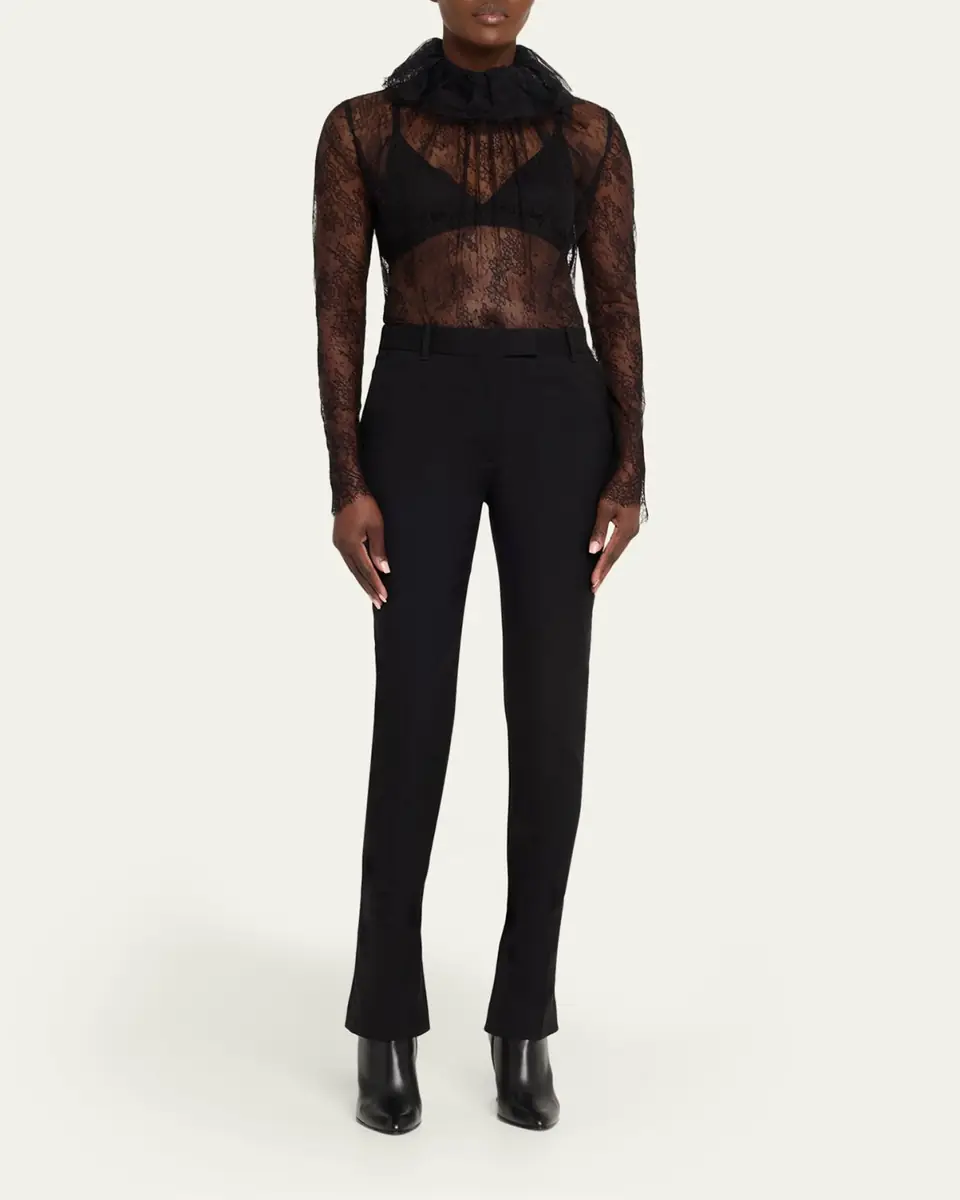 Alexander McQueen Ruffle Collar Sheer Lace Top | Thumbnail 2 Alexander McQueen Ruffle Collar Sheer Lace Top | Thumbnail 2