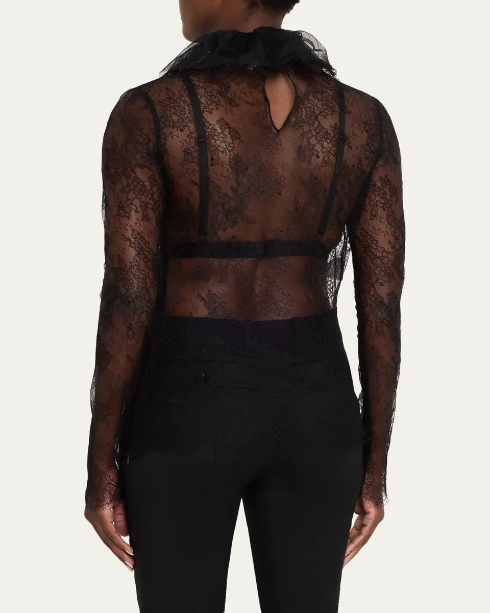 Alexander McQueen Ruffle Collar Sheer Lace Top | Thumbnail 3 Alexander McQueen Ruffle Collar Sheer Lace Top | Thumbnail 3