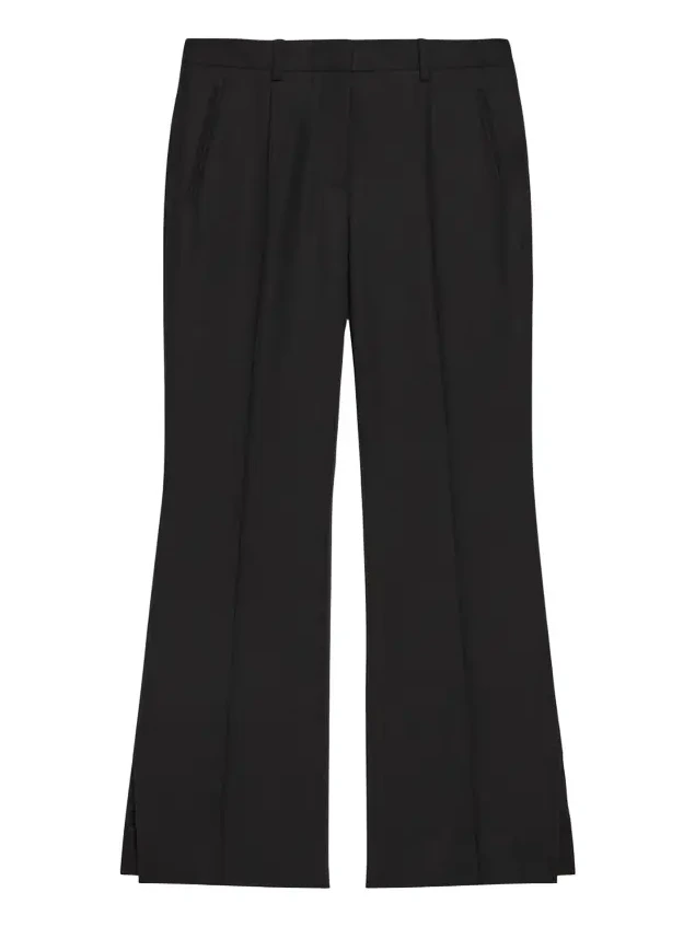 Vented Wool Bootcut Pants