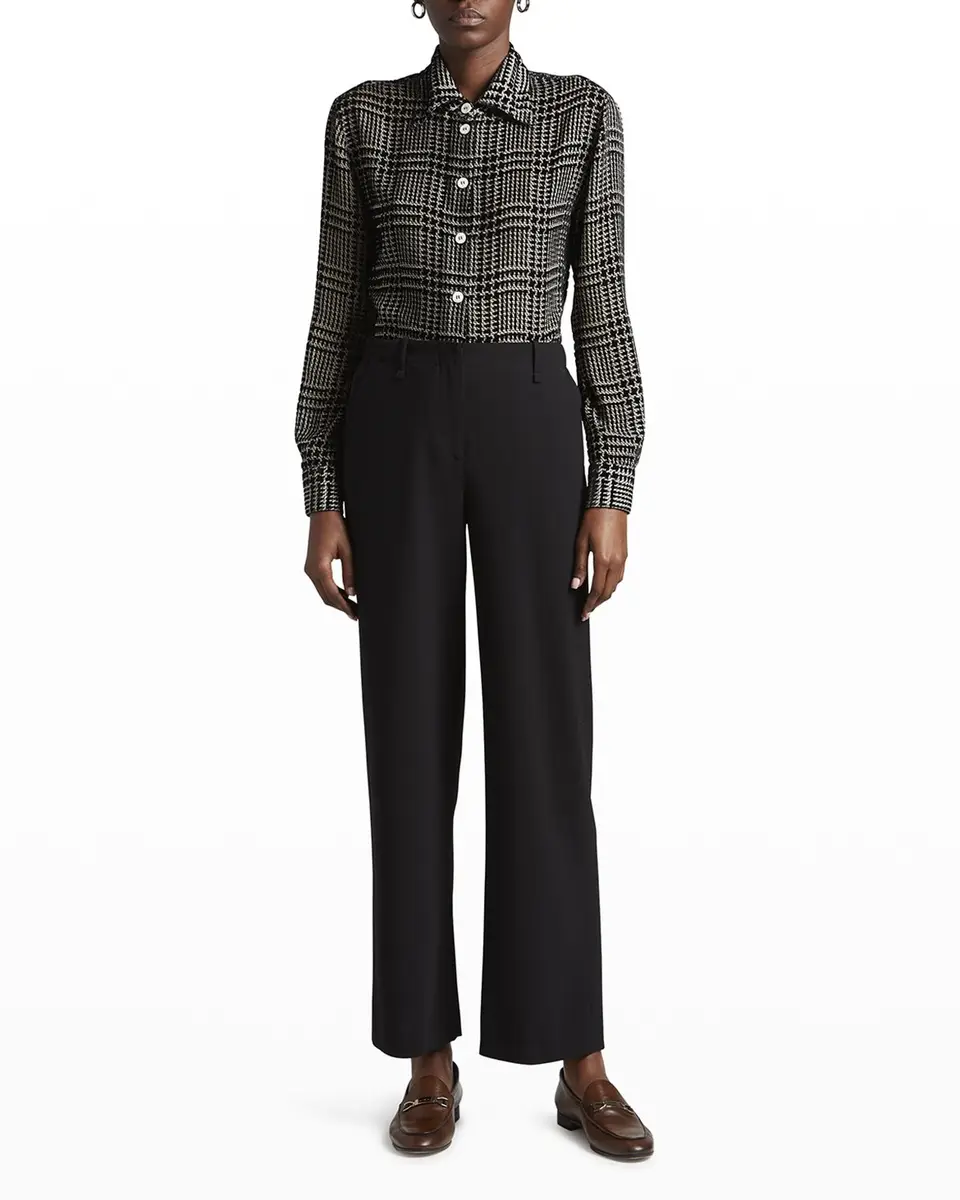 Giorgio Armani Flocked Check Silk Blouse | Thumbnail 2 Giorgio Armani Flocked Check Silk Blouse | Thumbnail 2