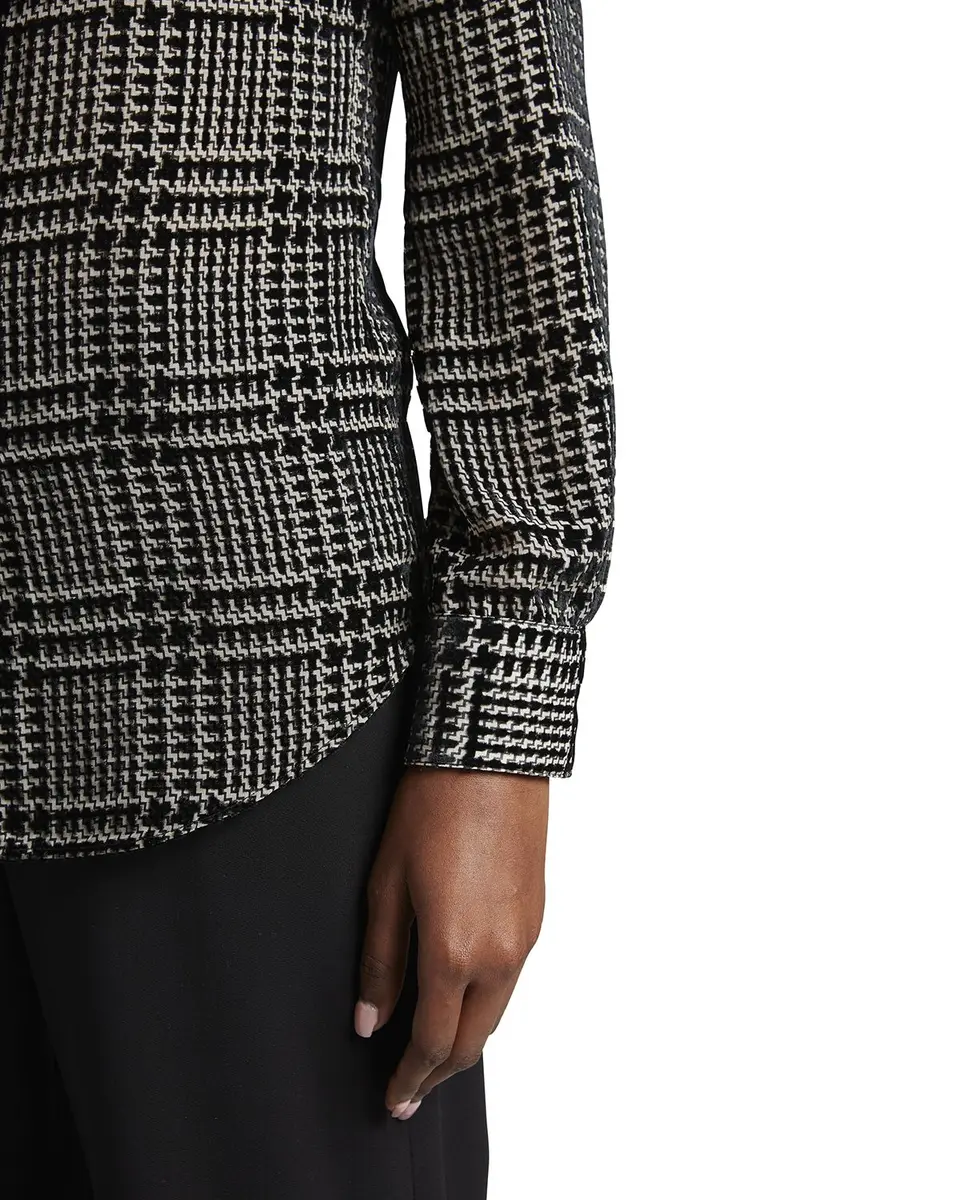 Giorgio Armani Flocked Check Silk Blouse | Thumbnail 5 Giorgio Armani Flocked Check Silk Blouse | Thumbnail 5