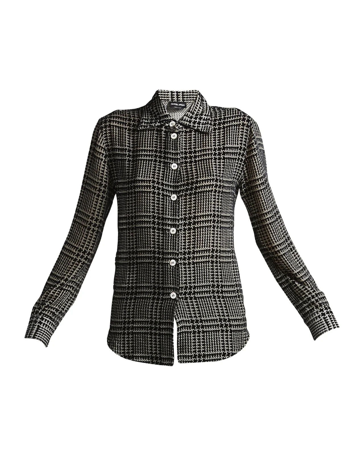 Flocked Check Silk Blouse