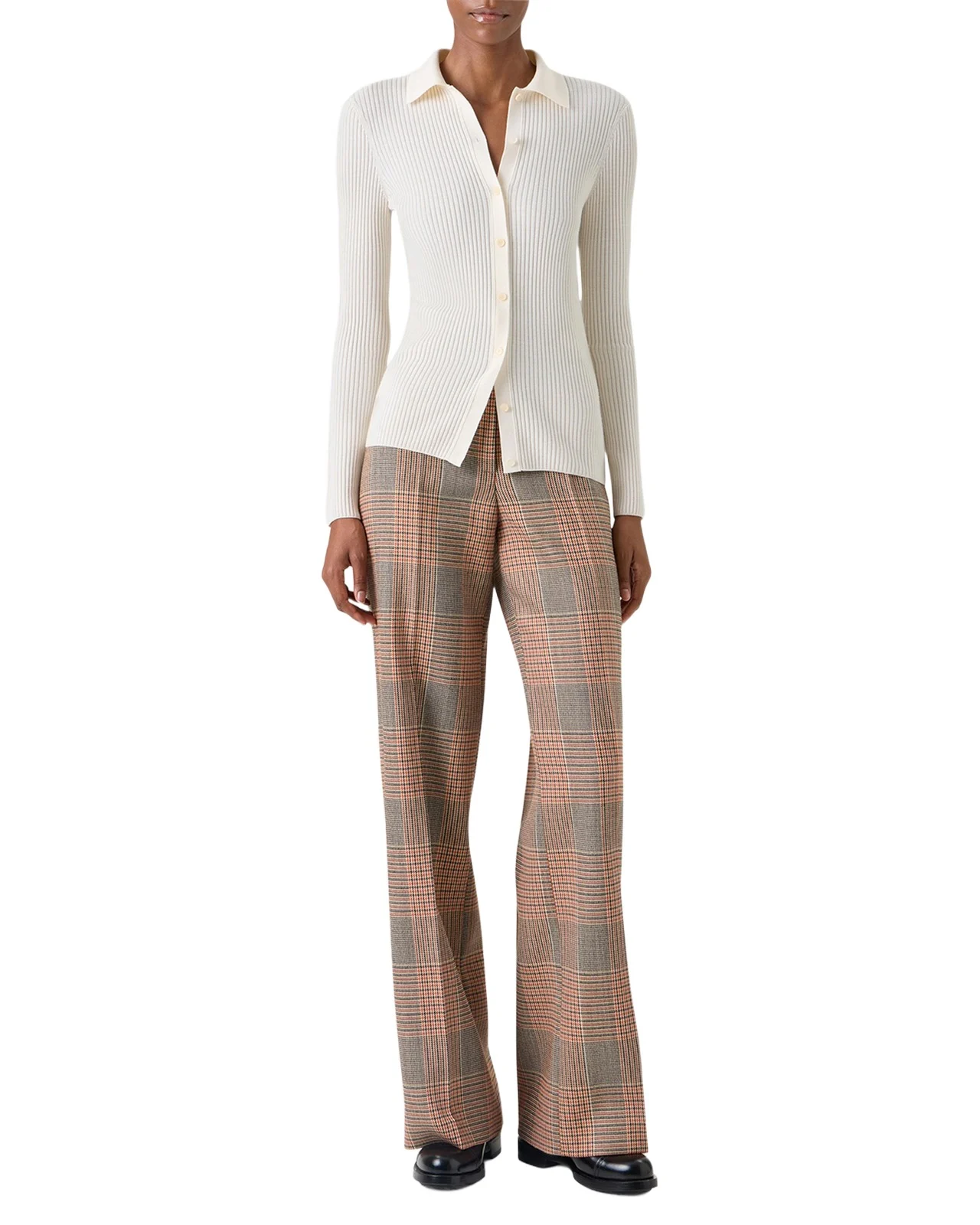 Merino Wool Rib Collared Cardigan Merino Wool Rib Collared Cardigan