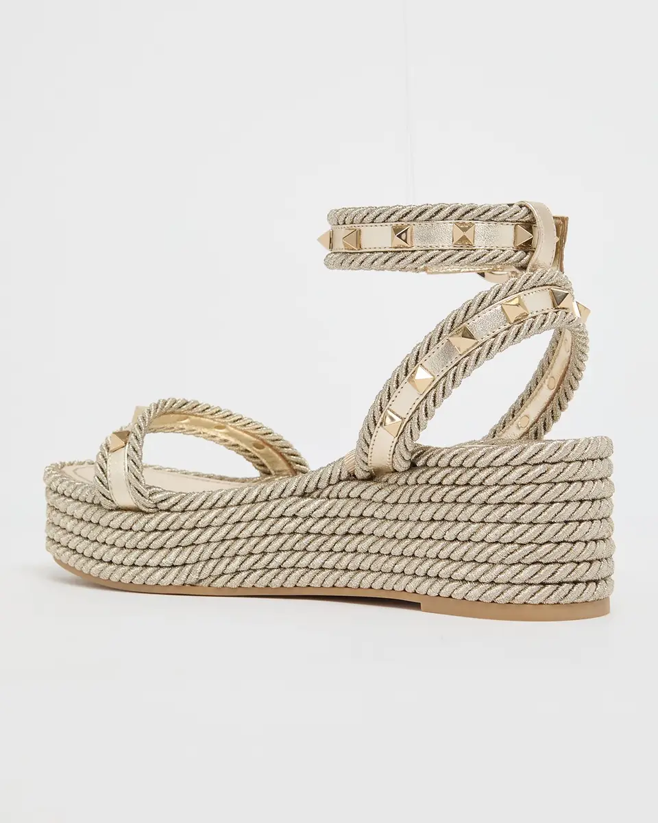 Valentino Garavani 45mm Rockstud Leather Espadrille Flatform Sandals | Thumbnail 3