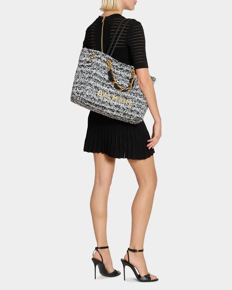 Balmain 1945 Soft Tweed Tote Bag | Thumbnail 4 Balmain 1945 Soft Tweed Tote Bag | Thumbnail 4