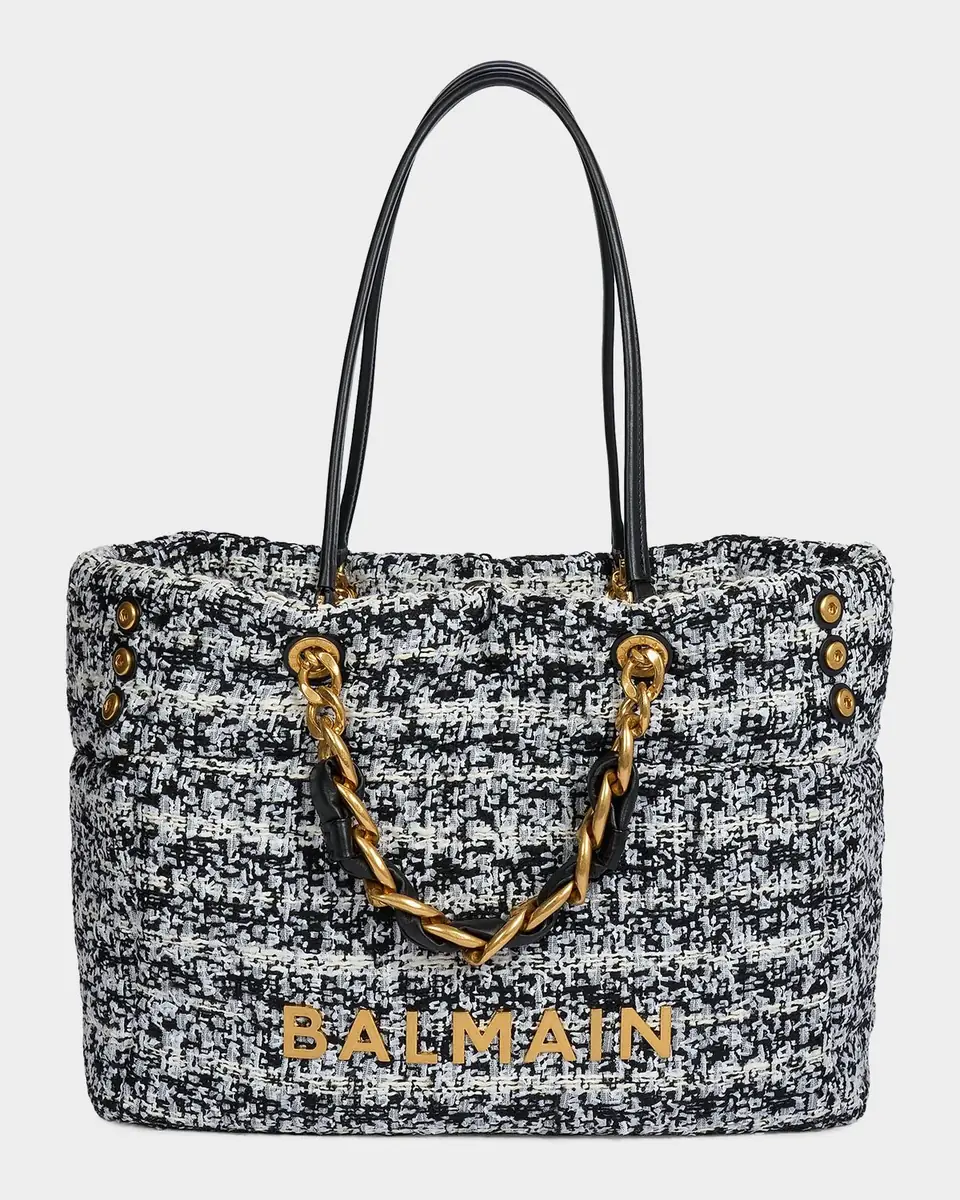 Balmain 1945 Soft Tweed Tote Bag | Thumbnail 7 Balmain 1945 Soft Tweed Tote Bag | Thumbnail 7