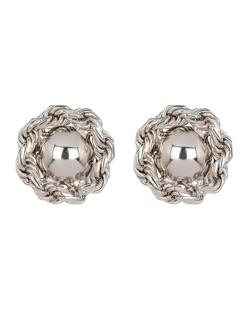 Jennifer Behr Caryann Chain-Wrapped Dome Earrings | Image 1 Jennifer Behr Caryann Chain-Wrapped Dome Earrings | Image 1